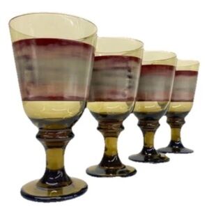 Vintage Libbey Sango Nova Smoke Brown Stem 7" 1970’s Mid Century Goblet Glass 4